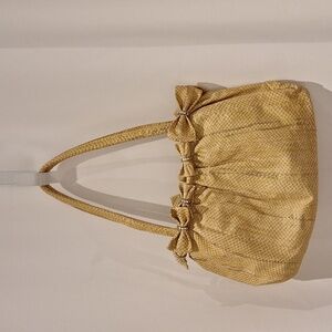 Renato Angi butter yellow faux snakeskin leather purse